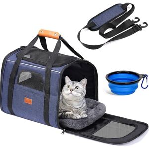 morpilot Cat Carrier Airline Approved, Top Opening Portable Dog Bag with Breathable Mesh/Removable Mat, Adjustable Shoulder Strap & Bowl, Foldable Travel Cage, M, Denim Blue (Max 7kg) morpilot Cat Carrier Airline Approved, Top Opening Portable Dog Bag with Breathable Mesh/Removable Mat, Adjustable Shoulder Strap & Bowl, Foldable Travel Cage, M, Denim Blue (Max 7kg)