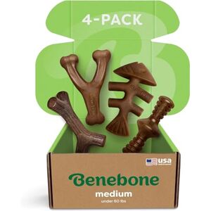 Benebone Durable Dog Chew Toy Box for Aggressive Chewers with Wishbone, Fishbone, Stick & Zaggler, Medium Benebone Durable Dog Chew Toy Box for Aggressive Chewers with Wishbone, Fishbone, Stick & Zaggler, Medium