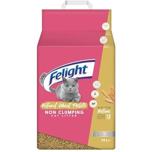 Felight Natural Wheat Pellets Cat Litter (20L Bag) Non-Clumping, 100% Biodegradable, Antibacterial Silverfresh Technology, Prevents Odours for up to 10 Days, Made in the UK Felight Natural Wheat Pellets Cat Litter (20L Bag) Non-Clumping, 100% Biodegradable, Antibacterial Silverfresh Technology, Prevents Odours for up to 10 Days, Made in the UK