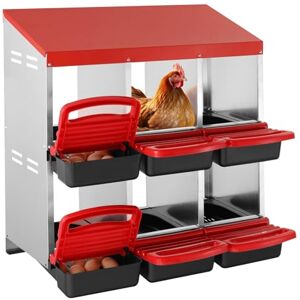VEVOR Chicken Nest Box, 6-Compartment, 30 to 45 in Stable & Corrosion-Resistant Mental Nesting Boxes with Inclined Nesting Boxes, Bottom Holes & Resting Platform, Fit for Different Chicken Breeds VEVOR Chicken Nest Box, 6-Compartment, 30 to 45 in Stable & Corrosion-Resistant Mental Nesting Boxes with Inclined Nesting Boxes, Bottom Holes & Resting Platform, Fit for Different Chicken Breeds