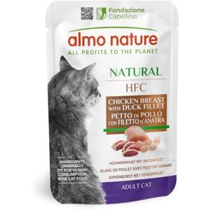 Almo Nature HFC Natural - Wet Cat Food for Adult Cats - Chicken Breast and Duck Fillet - Human-Grade, Gluten-Free - 55g (Pack of 24) Almo Nature HFC Natural - Wet Cat Food for Adult Cats - Chicken Breast and Duck Fillet - Human-Grade, Gluten-Free - 55g (Pack of 24)