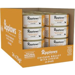 Applaws 100% Natural Wet Cat Food, Chicken with Cheese in Broth, 70 g Tin Cans (Pack of 24) Applaws 100% Natural Wet Cat Food, Chicken with Cheese in Broth, 70 g Tin Cans (Pack of 24)