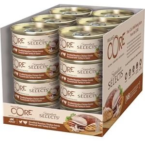 Wellness CORE Signature Selects, 24 x 79g, Shredded Chicken & Turkey, Wet Cat Food, Tasty Shreds in Sauce, All-Natural, Grain-Free, High Meat Content, Protein-Rich, No Added Sugar Wellness CORE Signature Selects, 24 x 79g, Shredded Chicken & Turkey, Wet Cat Food, Tasty Shreds in Sauce, All-Natural, Grain-Free, High Meat Content, Protein-Rich, No Added Sugar