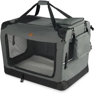 VOUNOT Pet Carrier Bag Portable Foldable Dog Cat Travel Carrier Bag, 3 Entry Doors, Breathable Mesh and Padded Handles, L Grey VOUNOT Pet Carrier Bag Portable Foldable Dog Cat Travel Carrier Bag, 3 Entry Doors, Breathable Mesh and Padded Handles, L Grey