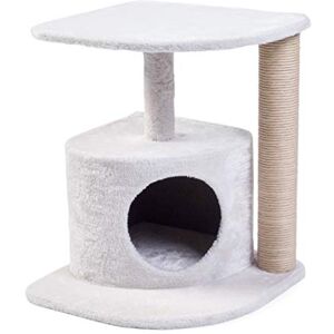 Petface Corner Cat Scratcher with Hide Box and Scratch Post, Cream, 48H x 40W x 40D cm Petface Corner Cat Scratcher with Hide Box and Scratch Post, Cream, 48H x 40W x 40D cm