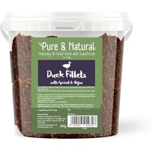 Pure & Natural Superfoods Air Dried Duck Fillets Treats with Apricot & Algae Pet Chews and Anxious Dog Products Tub 500g Pure & Natural Superfoods Air Dried Duck Fillets Treats with Apricot & Algae Pet Chews and Anxious Dog Products Tub 500g