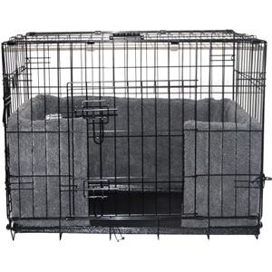 Danish Design Dog Crate Bumper Sherpa Fleece, Ecoflex Recycled Filling Grey Small Danish Design Dog Crate Bumper Sherpa Fleece, Ecoflex Recycled Filling Grey Small