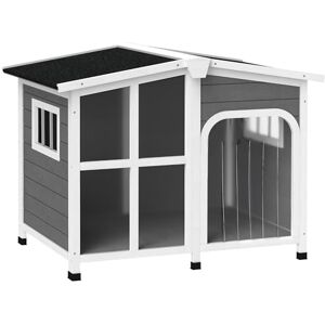 PawHut Wooden Dog Kennel, Dog House with Removable Floor, Charcoal Grey PawHut Wooden Dog Kennel, Dog House with Removable Floor, Charcoal Grey