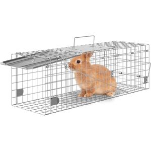 VEVOR Live Animal Cage Trap, 24" x 8" x 8" Humane Cat Trap Galvanized Iron, Folding Animal Trap with Handle for Rabbits, Stray Cats, Squirrels, Raccoons, Groundhogs and Opossums VEVOR Live Animal Cage Trap, 24" x 8" x 8" Humane Cat Trap Galvanized Iron, Folding Animal Trap with Handle for Rabbits, Stray Cats, Squirrels, Raccoons, Groundhogs and Opossums