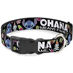 Buckle-Down Ohana Means Family/Stitch & Scrump Poses/Tropical Flora Plastic Clip Collar, Wide Medium/16-23 Buckle-Down Ohana Means Family/Stitch & Scrump Poses/Tropical Flora Plastic Clip Collar, Wide Medium/16-23