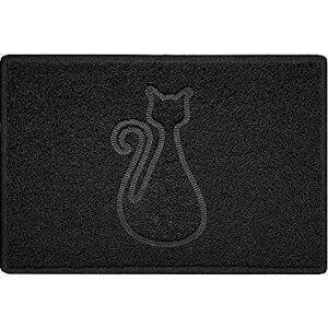 Nicoman CAT Shape Cat Litter Box Mat, Dog Food Feeding Tray Matt, Non-Slip, Easy Clean, Washable(60x40cm,Small),BLACK Nicoman CAT Shape Cat Litter Box Mat, Dog Food Feeding Tray Matt, Non-Slip, Easy Clean, Washable(60x40cm,Small),BLACK