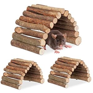 Relaxdays Rodent Bridge Tunnel, Set of 3, 10 x 22 cm, Flexible, Cage Accessory Hamster &, Mice, Natural Wood Relaxdays Rodent Bridge Tunnel, Set of 3, 10 x 22 cm, Flexible, Cage Accessory Hamster &, Mice, Natural Wood