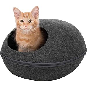 Trixie Liva Cat Cave – cosy cat cave made of breathable felt in anthracite – round cat-bed with plush cushion, removable cover – 40 × 24 × 47 cm – 36319 Trixie Liva Cat Cave – cosy cat cave made of breathable felt in anthracite – round cat-bed with plush cushion, removable cover – 40 × 24 × 47 cm – 36319