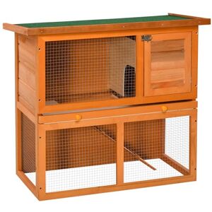 PawHut 2-Tier Rabbit Hutch Wooden Guinea Pig Hutch Double Decker Pet Cage Run with Sliding Tray Opening Top PawHut 2-Tier Rabbit Hutch Wooden Guinea Pig Hutch Double Decker Pet Cage Run with Sliding Tray Opening Top