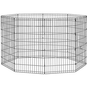New World Folding Metal Dog Exercise Pen and Pet Playpen with No Door, Includes Grounding Stakes and Provides 1.5 Meters of Play Space, 106 cm Tall, Black E-Coated, B556-42 New World Folding Metal Dog Exercise Pen and Pet Playpen with No Door, Includes Grounding Stakes and Provides 1.5 Meters of Play Space, 106 cm Tall, Black E-Coated, B556-42