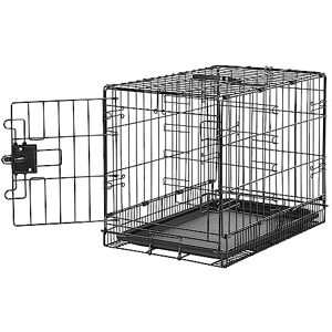 Amazon Basics XS Metal Dog Crate/Cage with Tray, Durable and Foldable Dog Cage with Single Door, Black, Extra Small 56cm (22") Amazon Basics XS Metal Dog Crate/Cage with Tray, Durable and Foldable Dog Cage with Single Door, Black, Extra Small 56cm (22")