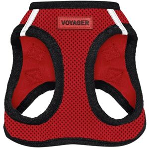 Voyager Step-In Air Dog Harness - All Weather Mesh, Reflective, No Pull Harness for Small, Medium Dogs - Secure with Hook & Loop Fastener, Buckle, Double D-Rings - Red/Black Trim, S Voyager Step-In Air Dog Harness - All Weather Mesh, Reflective, No Pull Harness for Small, Medium Dogs - Secure with Hook & Loop Fastener, Buckle, Double D-Rings - Red/Black Trim, S