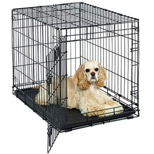 MidWest Homes for Pets Newly Enhanced Life Stages Single Door Medium Folding Metal 76.2cm (30-Inch) Long Dog Crate w/Divider Panel, Floor Protecting Feet, Leak-Proof Dog Pan, Medium Dog, Black, 1630 MidWest Homes for Pets Newly Enhanced Life Stages Single Door Medium Folding Metal 76.2cm (30-Inch) Long Dog Crate w/Divider Panel, Floor Protecting Feet, Leak-Proof Dog Pan, Medium Dog, Black, 1630
