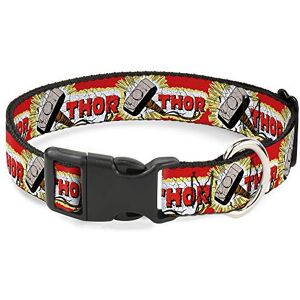 Buckle Down Plastic Clip Collar - Marvel Red/Yellow/White - Dog Collar Buckle Down Plastic Clip Collar - Marvel Red/Yellow/White - Dog Collar