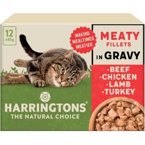 HARRINGTONS Complete Wet Pouch Grain Free Hypoallergenic Adult Cat Food Meaty in Gravy Pack 72x85g Beef, Chicken, Lamb & Turkey Making Mealtimes Meatier HARRINGTONS Complete Wet Pouch Grain Free Hypoallergenic Adult Cat Food Meaty in Gravy Pack 72x85g Beef, Chicken, Lamb & Turkey Making Mealtimes Meatier