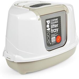 Petface Hooded Corner Cat Litter Tray, Pet Privacy, Reduce Odours & Keep Your Home Fresh, Scoop Provided, 56L x 38W x 46H cm Petface Hooded Corner Cat Litter Tray, Pet Privacy, Reduce Odours & Keep Your Home Fresh, Scoop Provided, 56L x 38W x 46H cm