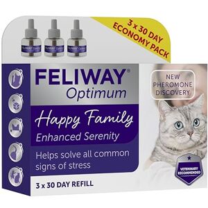 feliway Optimum 3x30 Day Cat Calming Odourless Refills for Pheromone Diffuser, 3x48ml Value Pack Helps Solve Signs of Stress in Cats & Kittens, Veterinary Recommended, Drug-free, Clinically Proven feliway Optimum 3x30 Day Cat Calming Odourless Refills for Pheromone Diffuser, 3x48ml Value Pack Helps Solve Signs of Stress in Cats & Kittens, Veterinary Recommended, Drug-free, Clinically Proven