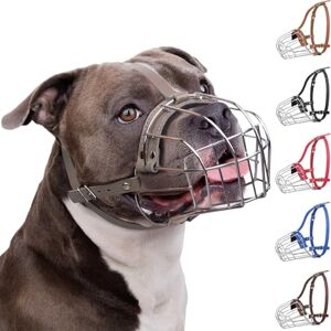 BRONZEDOG Pitbull Dog Muzzle Breathable Metal Basket for Large Dogs Amstaff Staffordshire Terrier Biting Chewing Barking (Gray) BRONZEDOG Pitbull Dog Muzzle Breathable Metal Basket for Large Dogs Amstaff Staffordshire Terrier Biting Chewing Barking (Gray)