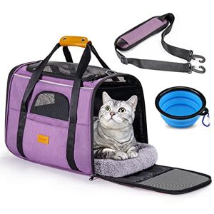 morpilot Cat Carrier Airline Approved, Top Opening Portable Dog Bag with Breathable Mesh/Removable Mat, Adjustable Shoulder Strap & Bowl, Foldable Travel Cage, M, Deep Purple (Max 7kg) morpilot Cat Carrier Airline Approved, Top Opening Portable Dog Bag with Breathable Mesh/Removable Mat, Adjustable Shoulder Strap & Bowl, Foldable Travel Cage, M, Deep Purple (Max 7kg)