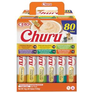 INABA Churu by Cat Treat Chicken Variety Box 1 Pack (80 x 14g total) / Soft & Creamy Cat Treat, Delicious & Healthy Snack, Purée Food Topper, Natural, Grain Free INABA Churu by Cat Treat Chicken Variety Box 1 Pack (80 x 14g total) / Soft & Creamy Cat Treat, Delicious & Healthy Snack, Purée Food Topper, Natural, Grain Free