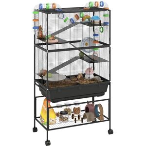 PawHut Hamster Cage, 5 Tier Gerbil Cage on Wheels with Storage Shelf PawHut Hamster Cage, 5 Tier Gerbil Cage on Wheels with Storage Shelf