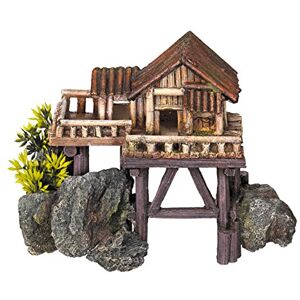 Nobby Wooden House with Plants Aquarium Ornaments, 23 x 12.3 x 17 cm Nobby Wooden House with Plants Aquarium Ornaments, 23 x 12.3 x 17 cm