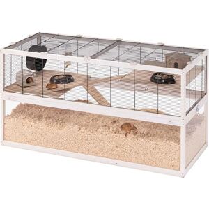 Ferplast Hamster Cage DOMSTER, Mouse Cage, 3 Levels, with Accessories, Platforms and Ladders, Painted Metal and FSC Wood, Transparent Base, Wooden Hamster Cage 120 x 50 x h 66,5 cm Ferplast Hamster Cage DOMSTER, Mouse Cage, 3 Levels, with Accessories, Platforms and Ladders, Painted Metal and FSC Wood, Transparent Base, Wooden Hamster Cage 120 x 50 x h 66,5 cm