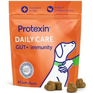 Protexin Daily Care Gut+ Immunity 60 Probiotic Dog Chews, Turkey and Cranberry Flavour Pet Supplement Probiotics for Dogs Protexin Daily Care Gut+ Immunity 60 Probiotic Dog Chews, Turkey and Cranberry Flavour Pet Supplement Probiotics for Dogs