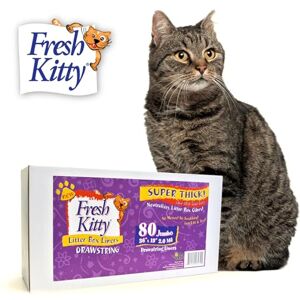Fresh Kitty 80 Count Litter Box Liners Super Thick, Durable, Easy Clean Up Jumbo Drawstring Scented Litter Pan Liners, Bags for Pet Cats Fresh Kitty 80 Count Litter Box Liners Super Thick, Durable, Easy Clean Up Jumbo Drawstring Scented Litter Pan Liners, Bags for Pet Cats