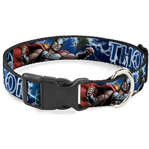 Buckle-Down Dog Collar Plastic Clip Avengers Thor Hammer Action Pose Galaxy Blues White 11 to 17 Inches 1.0 Inch Wide Buckle-Down Dog Collar Plastic Clip Avengers Thor Hammer Action Pose Galaxy Blues White 11 to 17 Inches 1.0 Inch Wide