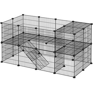 SONGMICS Pet Enclosure, LPI02H, 2 Levels, Modular Enclosure for Small Animals, Hamsters, Rabbits, Guinea Pigs, Mesh Panels, Indoor Use, 143 x 73 x 71 cm, Black SONGMICS Pet Enclosure, LPI02H, 2 Levels, Modular Enclosure for Small Animals, Hamsters, Rabbits, Guinea Pigs, Mesh Panels, Indoor Use, 143 x 73 x 71 cm, Black
