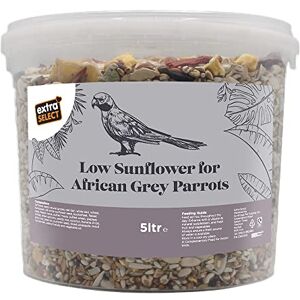 Extra Select Low Sunflower Blend African Grey Parrot Food: 24 Ingredient Parrot Seed mix for Health & Vitality 5 Litre Tub Extra Select Low Sunflower Blend African Grey Parrot Food: 24 Ingredient Parrot Seed mix for Health & Vitality 5 Litre Tub