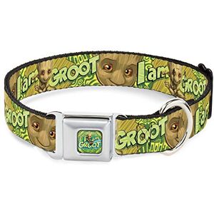 Buckle-Down Dog Collar Seatbelt Buckle Baby Groot Pose Face I Am Groot Browns Greens Yellows 9 to 15 Inches 1.0 Inch Wide, Multi Color (DC-SB-MCJP-WMC185-1.0-S) Buckle-Down Dog Collar Seatbelt Buckle Baby Groot Pose Face I Am Groot Browns Greens Yellows 9 to 15 Inches 1.0 Inch Wide, Multi Color (DC-SB-MCJP-WMC185-1.0-S)