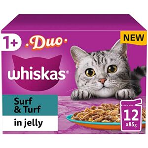 whiskas Tasty Duo 1+ Surf and Turf in Jelly 48 x 85 g Pouches, Adult Cat Food, Pack of 4 (12 x 85 g) whiskas Tasty Duo 1+ Surf and Turf in Jelly 48 x 85 g Pouches, Adult Cat Food, Pack of 4 (12 x 85 g)