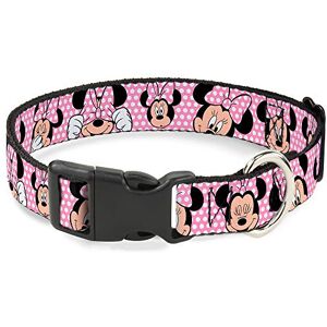 Buckle-Down Plastic Clip Collar Minnie Mouse Expressions Polka Dot Pink/White 1" Wide Fits 11-17" Neck Medium Buckle-Down Plastic Clip Collar Minnie Mouse Expressions Polka Dot Pink/White 1" Wide Fits 11-17" Neck Medium