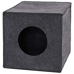 lionto Cat cave made of sturdy felt suitable for shelves & other shelving systems, 33x37x33 cm, foldable cat bed in cube shape, free-standing, easy-care, without cozy cushion, dark grey lionto Cat cave made of sturdy felt suitable for shelves & other shelving systems, 33x37x33 cm, foldable cat bed in cube shape, free-standing, easy-care, without cozy cushion, dark grey