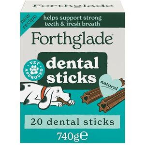 Forthglade Natural Dog Dental Sticks (20 Sticks) Plant-Based & Grain Free Dog Treats, Dental Chews for Fresh Breath, Removes Plaque and Tartar, Resealable Bags Forthglade Natural Dog Dental Sticks (20 Sticks) Plant-Based & Grain Free Dog Treats, Dental Chews for Fresh Breath, Removes Plaque and Tartar, Resealable Bags