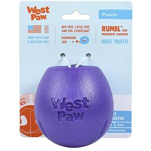 WEST PAW Zogoflex Rumbl Treat-Dispensing Dog Toy – – Dog Enrichment Toy – for Moderate Chewers, Fetch, Catch – Holds Kibble, Treats (Eggplant, Small) WEST PAW Zogoflex Rumbl Treat-Dispensing Dog Toy – – Dog Enrichment Toy – for Moderate Chewers, Fetch, Catch – Holds Kibble, Treats (Eggplant, Small)