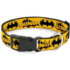 Buckle-Down Plastic Clip Collar Vintage Batman Logo & Bat Signal-3 Yellow 1.5" Wide Fits 16-23" Neck Medium Buckle-Down Plastic Clip Collar Vintage Batman Logo & Bat Signal-3 Yellow 1.5" Wide Fits 16-23" Neck Medium
