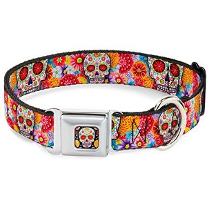 Buckle-Down Buckle Down 11-17" Sugar Skull Starburst White/Multi Color Dog Collar, Medium Buckle-Down Buckle Down 11-17" Sugar Skull Starburst White/Multi Color Dog Collar, Medium
