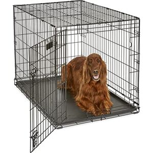MidWest Homes for Pets Newly Enhanced Single Door iCrate 106.68 cm (42-Inch) Long Dog Crate, Includes Leak-Proof Pan, Floor Protecting Feet, Divider Panel & New Patented Features, Black, Model 1542DDU MidWest Homes for Pets Newly Enhanced Single Door iCrate 106.68 cm (42-Inch) Long Dog Crate, Includes Leak-Proof Pan, Floor Protecting Feet, Divider Panel & New Patented Features, Black, Model 1542DDU