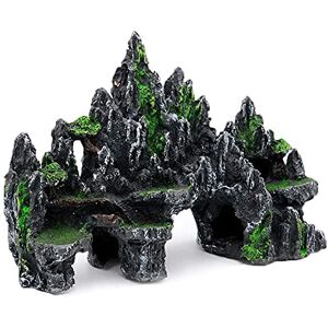 PakyKai Large Fish Tank Decorations - Mountain View Aquarium Ornament Tree House Cave Bridge Fish Tank Decoration PakyKai Large Fish Tank Decorations - Mountain View Aquarium Ornament Tree House Cave Bridge Fish Tank Decoration