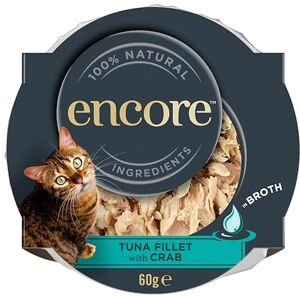 Encore 100% Natural Adult Wet Cat Food Pot, Succulent Tuna with Pacific Crab in Broth 60 g Pot (Pack of 10) Encore 100% Natural Adult Wet Cat Food Pot, Succulent Tuna with Pacific Crab in Broth 60 g Pot (Pack of 10)