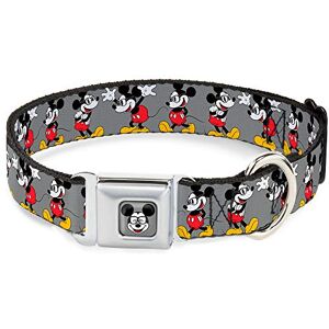 Buckle-Down Dog Collar Seatbelt Buckle Mickey Mouse Glasses Poses Gray 16 to 23 Inches 1.5 Inch Wide Buckle-Down Dog Collar Seatbelt Buckle Mickey Mouse Glasses Poses Gray 16 to 23 Inches 1.5 Inch Wide