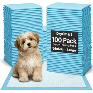 DrySmart 100 Pack Puppy Training Pads – 56x56cm Large Puppy Pads, Ultra-Absorbent & Leak-Proof 5-Layer Design Dog Mats for House Training, Incontinence & Pee Protection DrySmart 100 Pack Puppy Training Pads – 56x56cm Large Puppy Pads, Ultra-Absorbent & Leak-Proof 5-Layer Design Dog Mats for House Training, Incontinence & Pee Protection